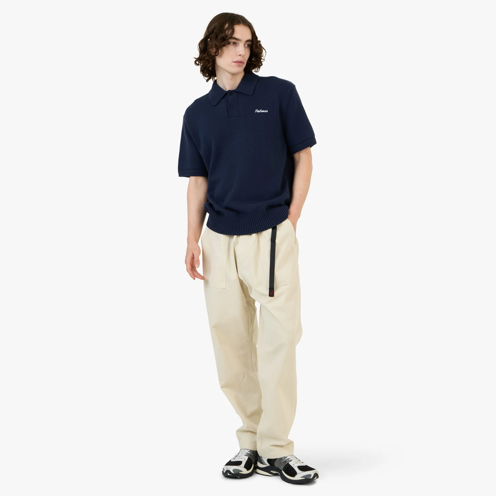 Palmes Cotton Knit Polo / Navy - Image 6