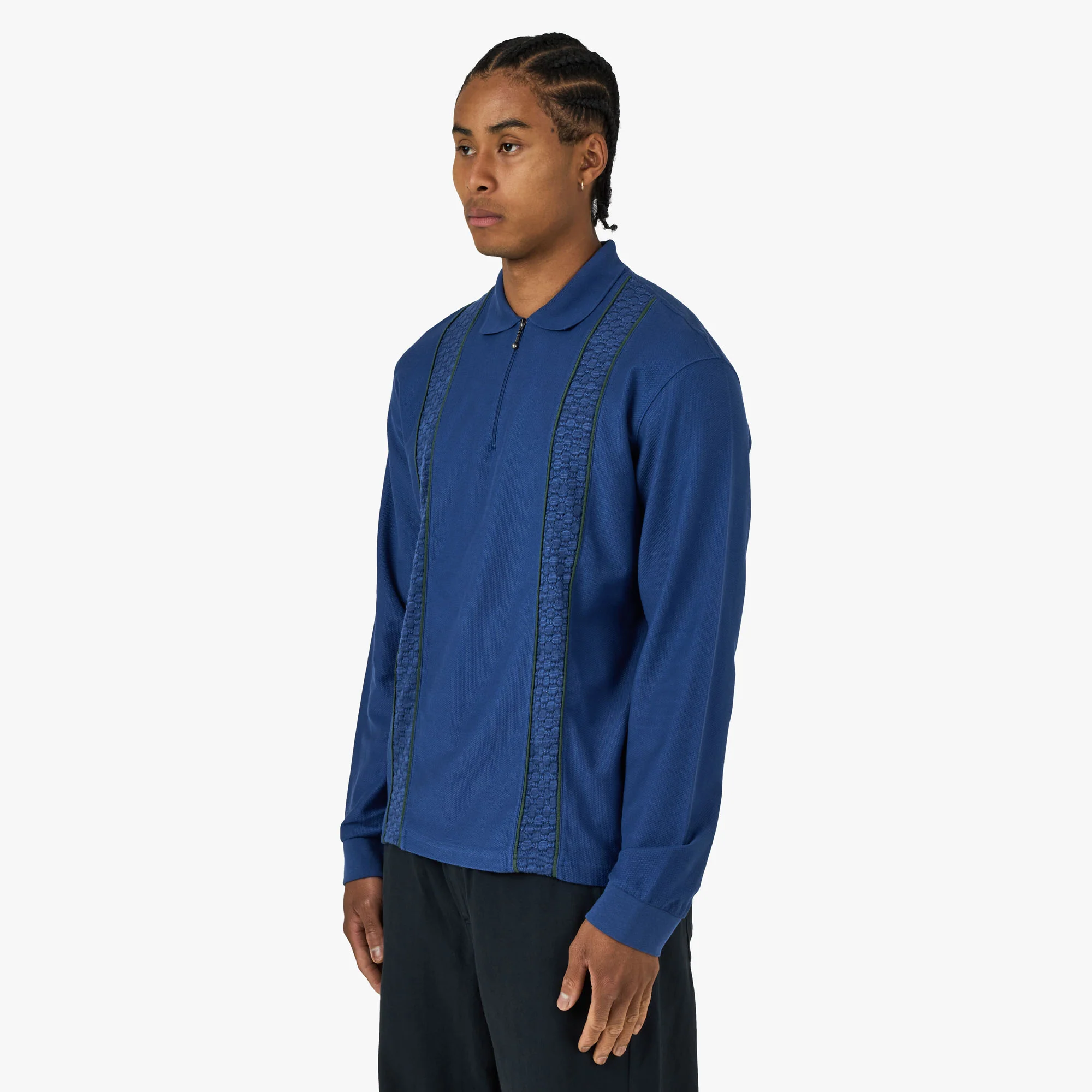 Palmes Lace Longsleeve Zip Polo Blue - Image 2