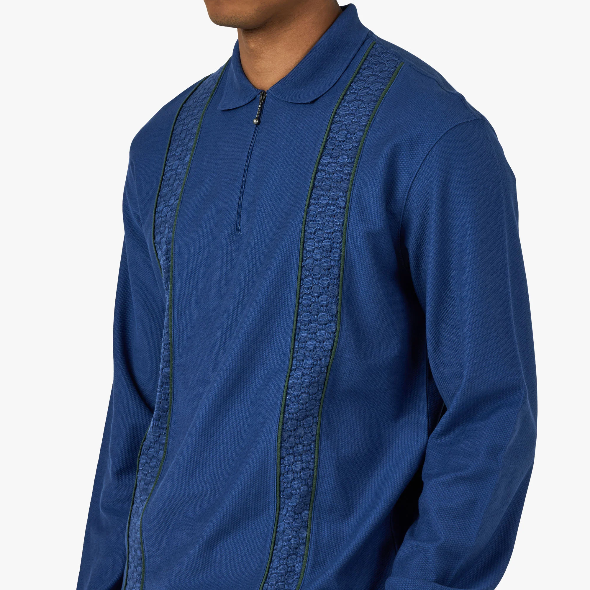 Palmes Lace Longsleeve Zip Polo Blue - Image 4