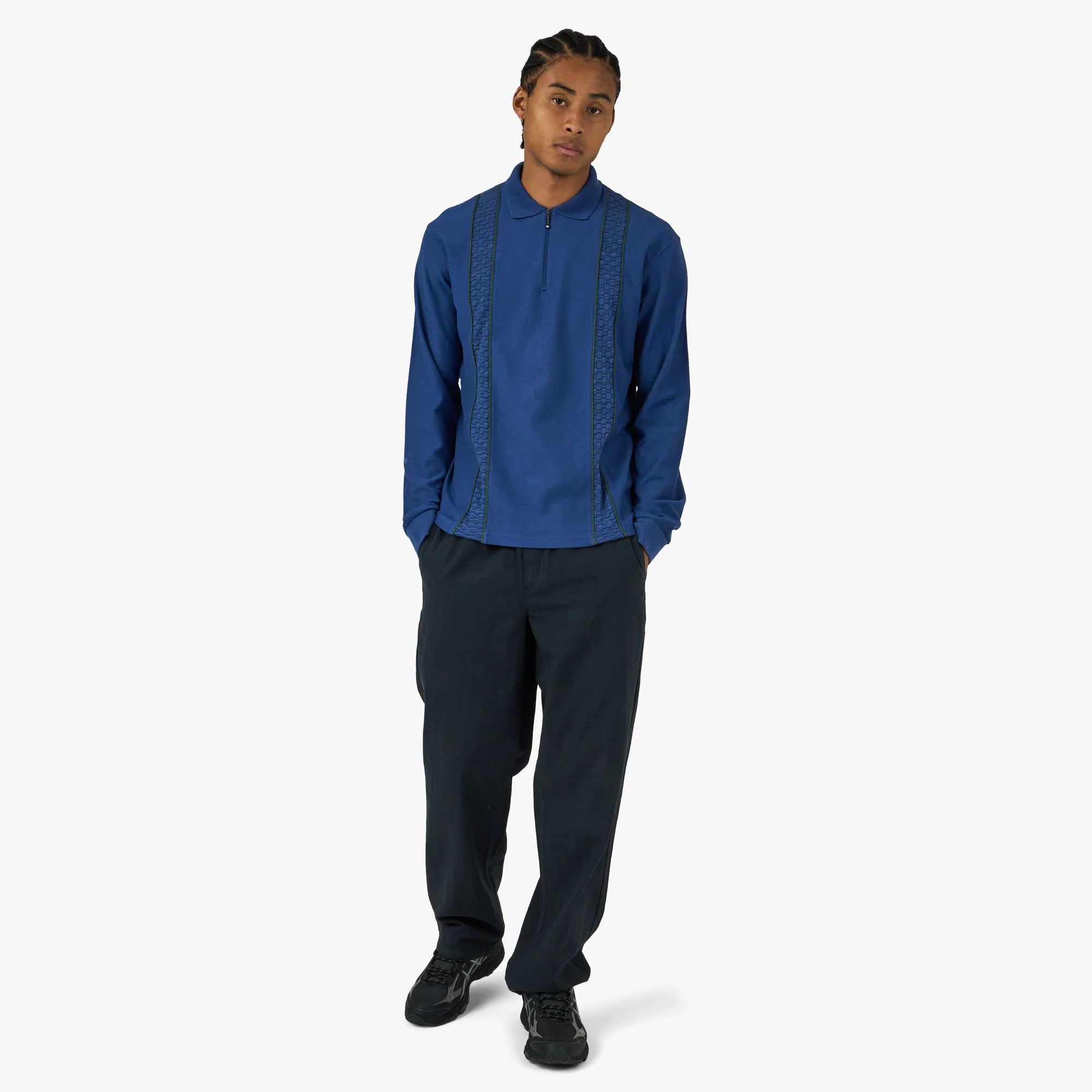 Palmes Lace Longsleeve Zip Polo Blue - Image 6