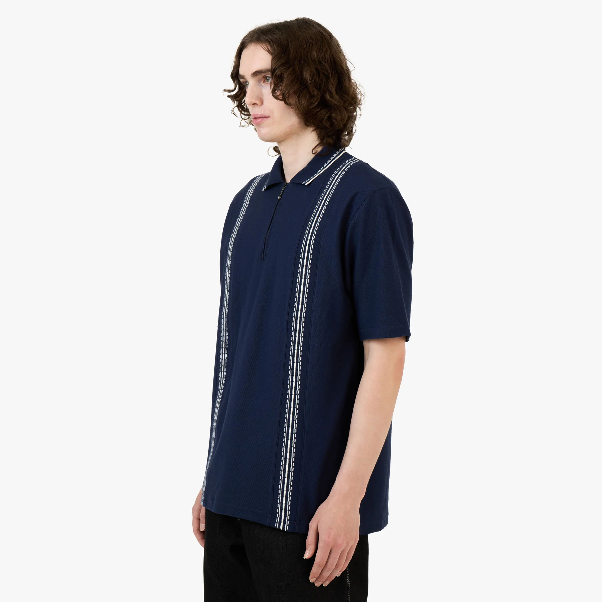 Palmes Panel Zip Polo / Navy - Image 2