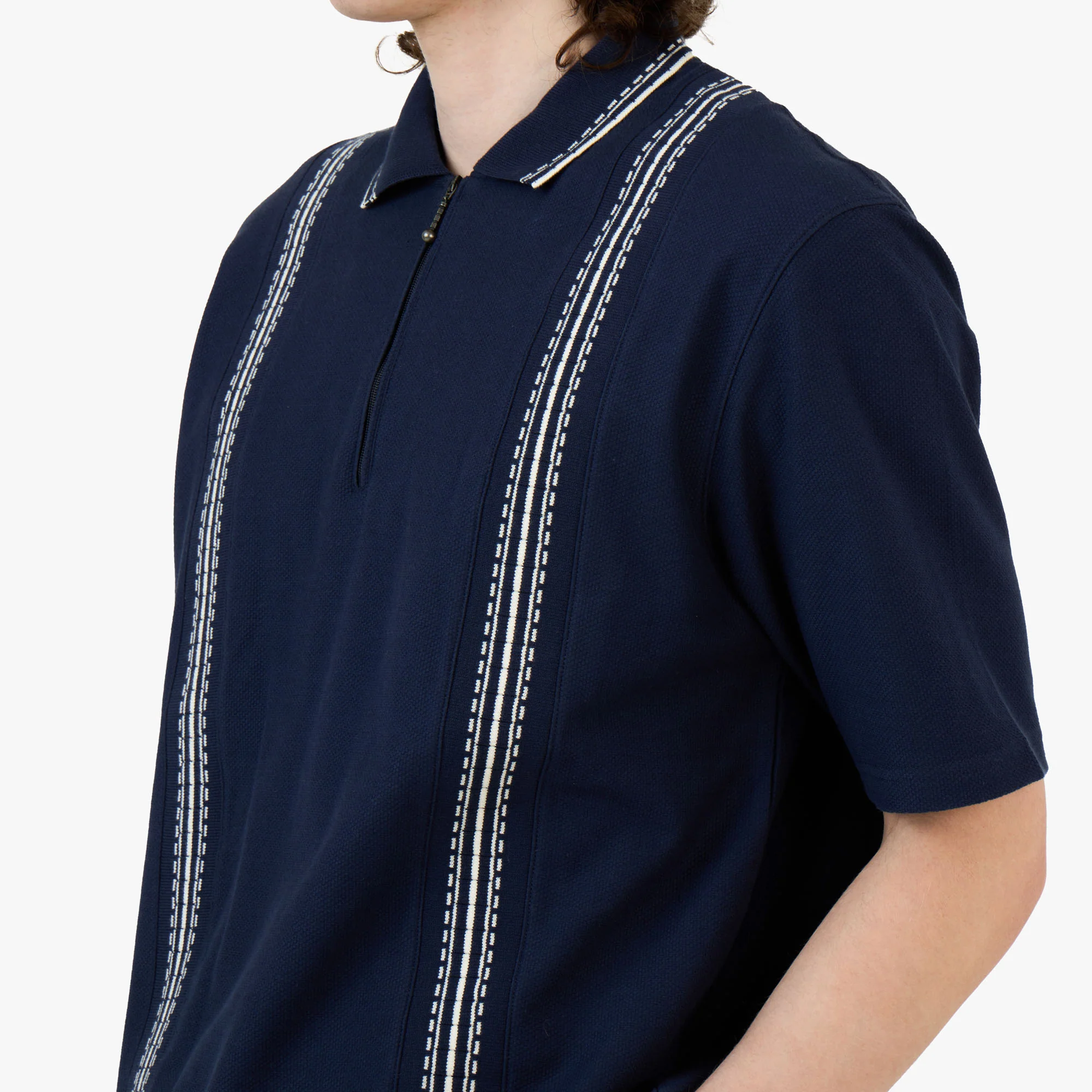 Palmes Panel Zip Polo / Navy - Image 4