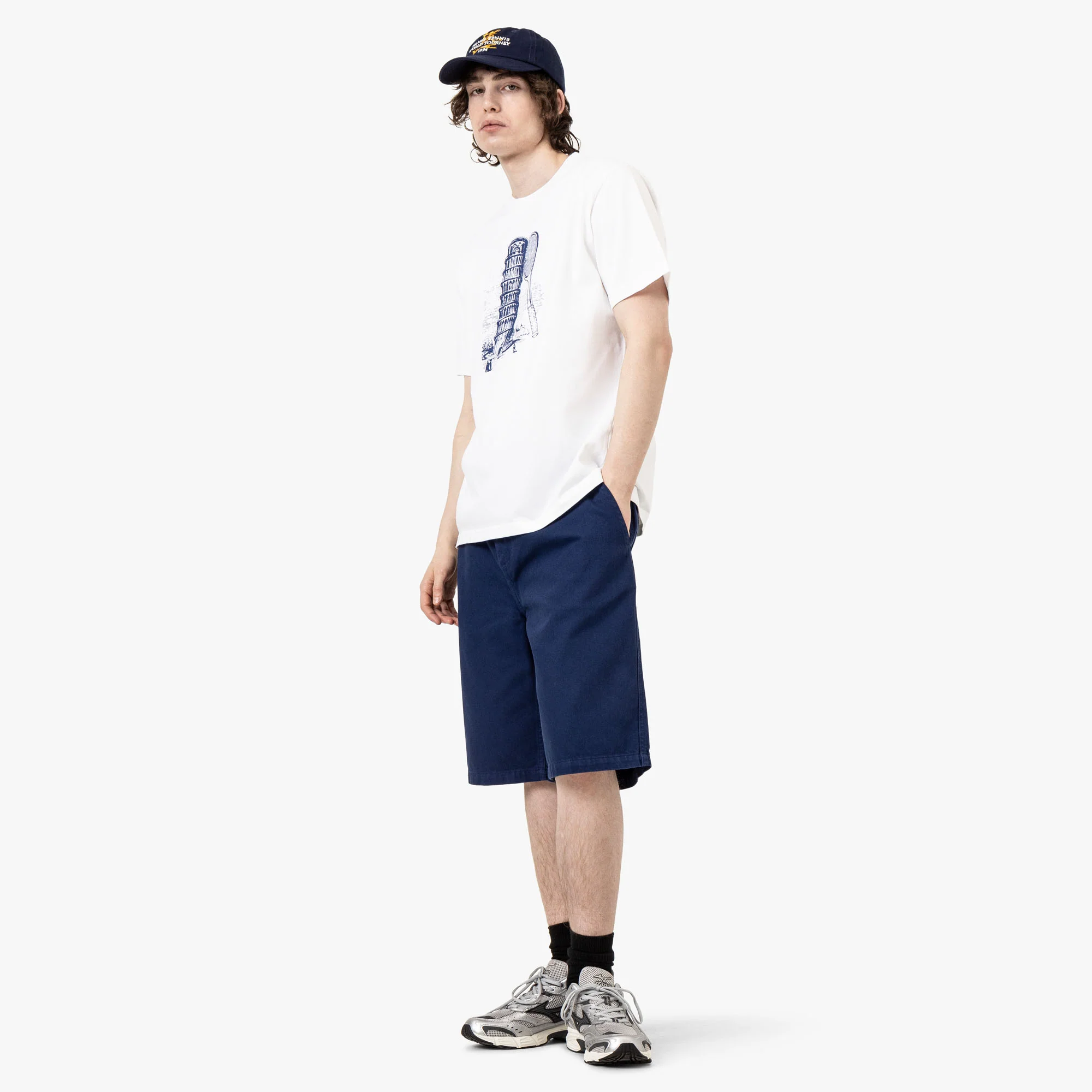 Palmes Twill Patch Shorts Blue - Image 6