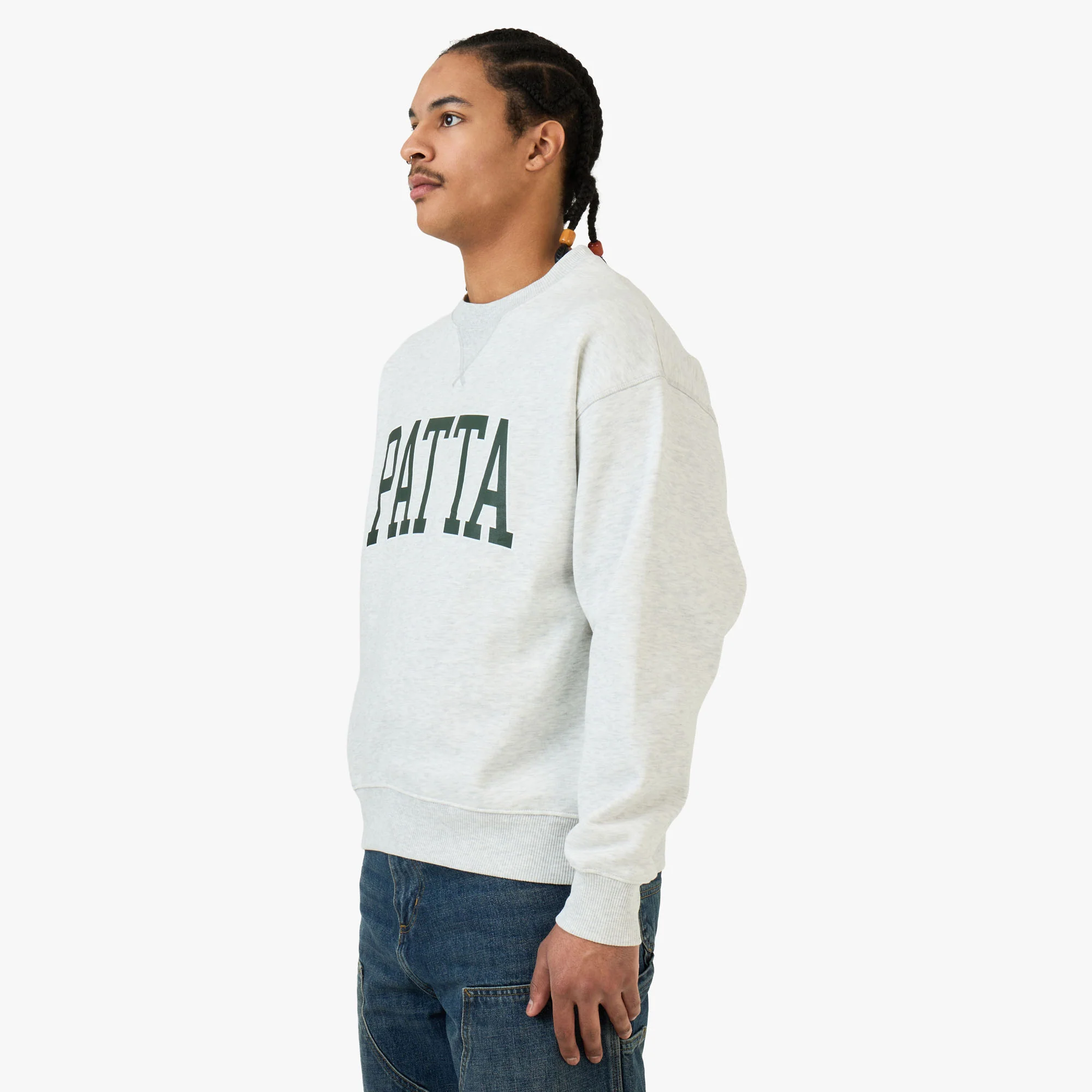 Patta Arc Logo Crewneck Sweater / Light Melange Grey - Image 2