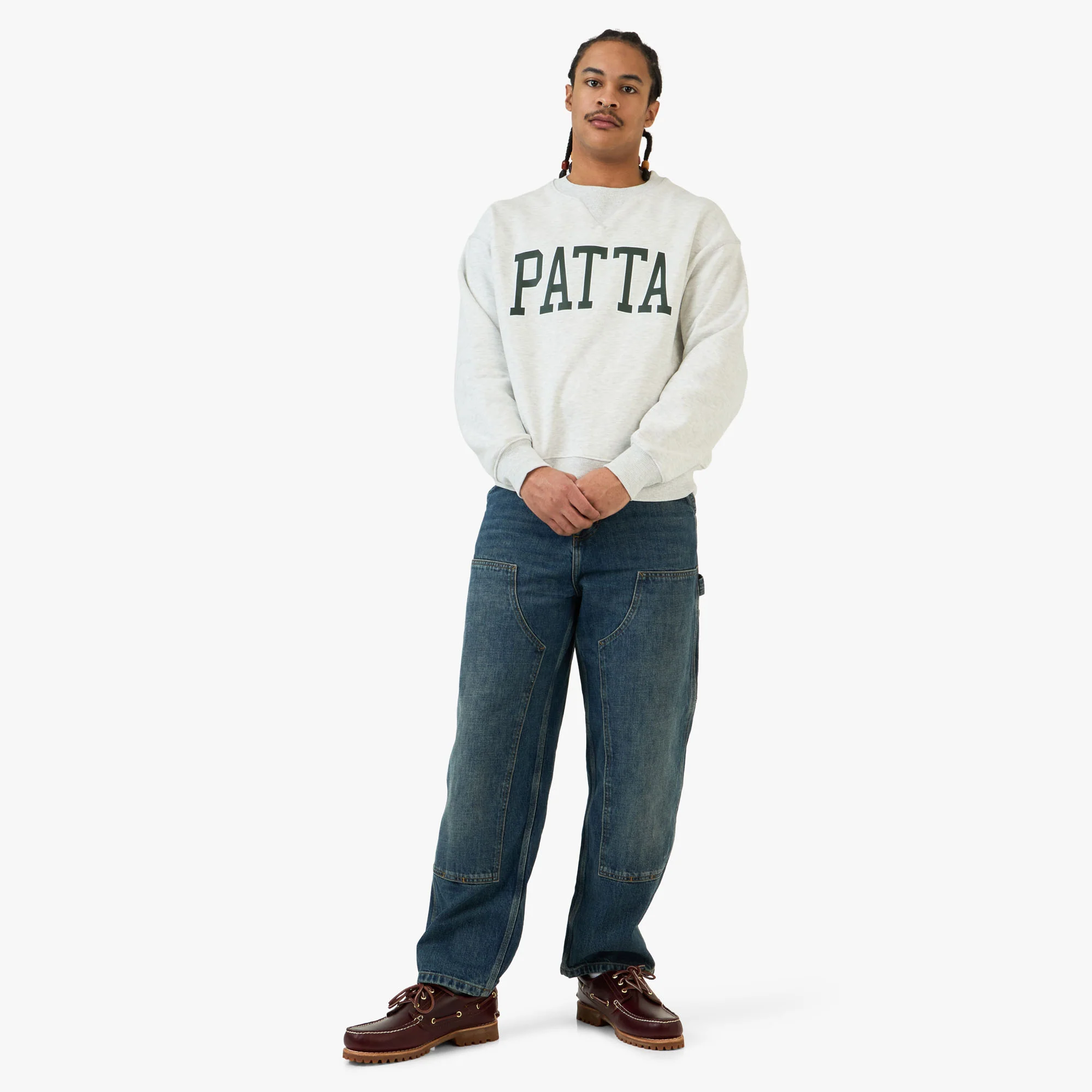 Patta Arc Logo Crewneck Sweater / Light Melange Grey - Image 6