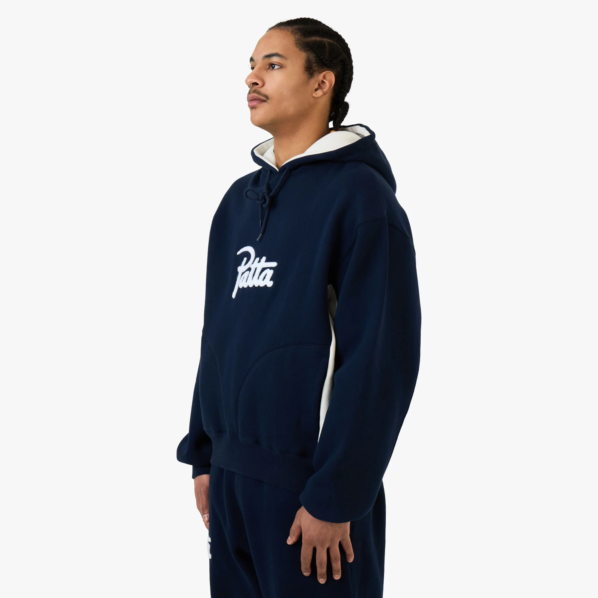 Patta Chenille Logo Hooded Sweater / Navy - Image 2