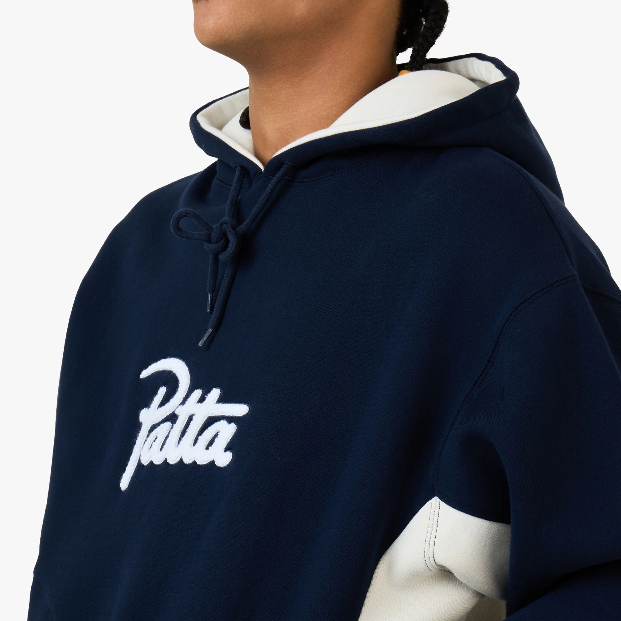Patta Chenille Logo Hooded Sweater / Navy - Image 4