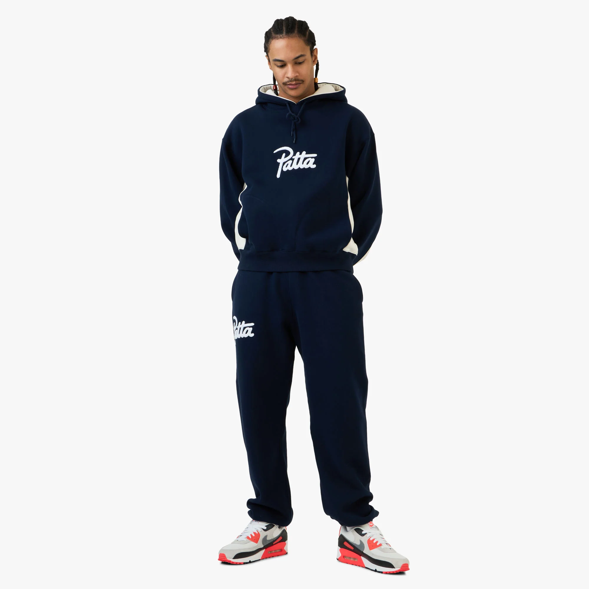 Patta Chenille Logo Hooded Sweater / Navy - Image 6