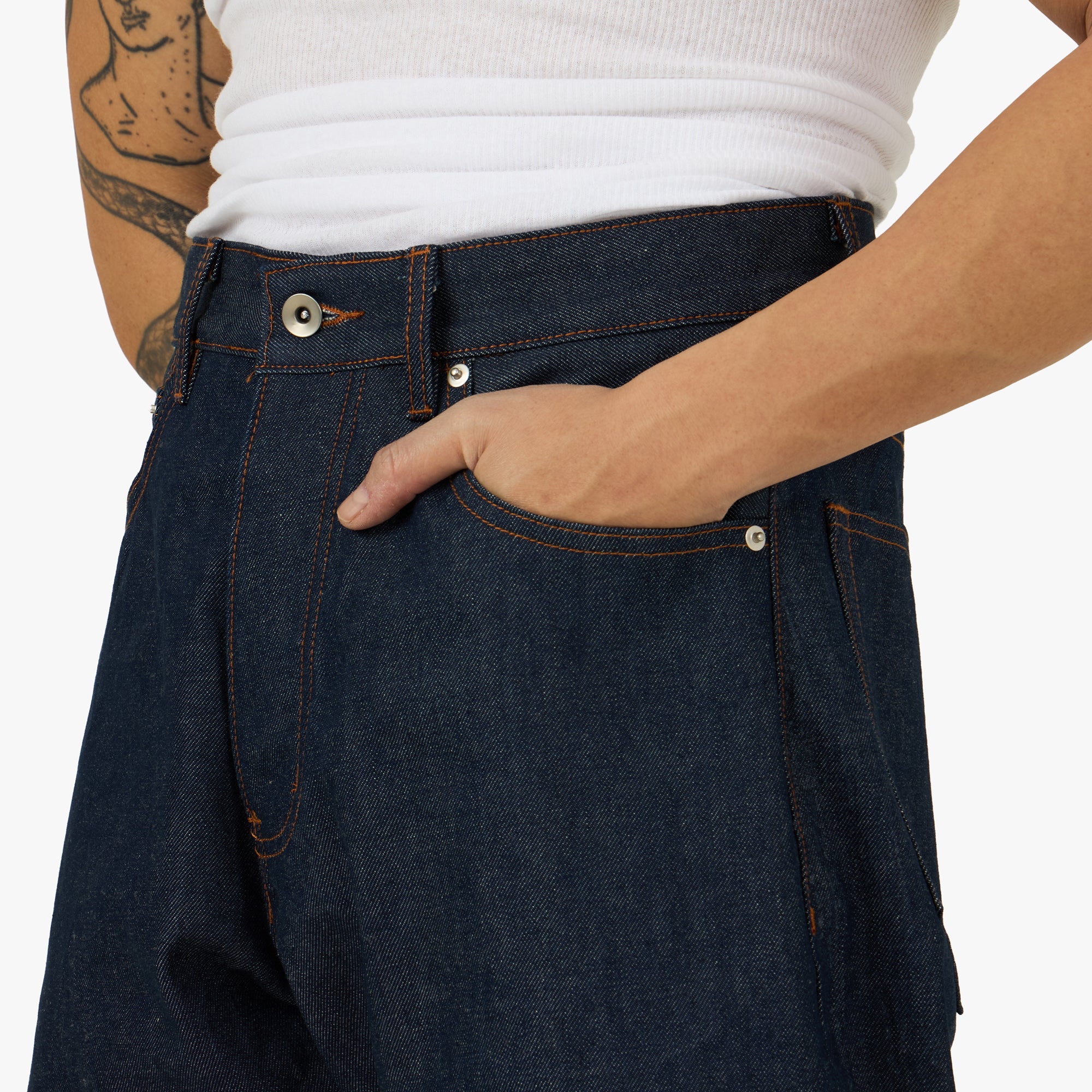 PlazaWorks Modern Wide 5 Pocket Jean Indigo Raw Selvedge - Image 4