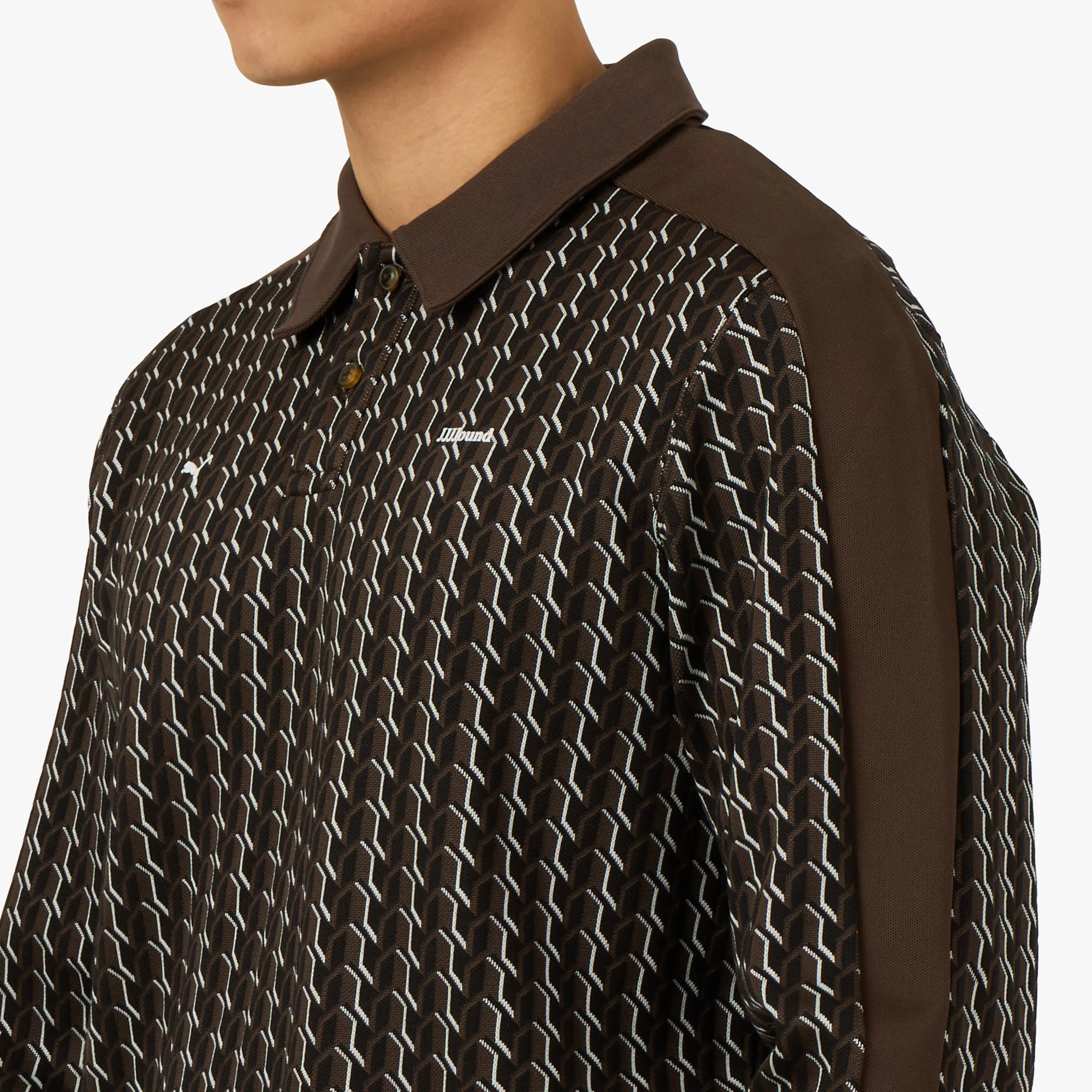 PUMA x JJJJound T7 Longsleeve Polo Chocolate - Image 4