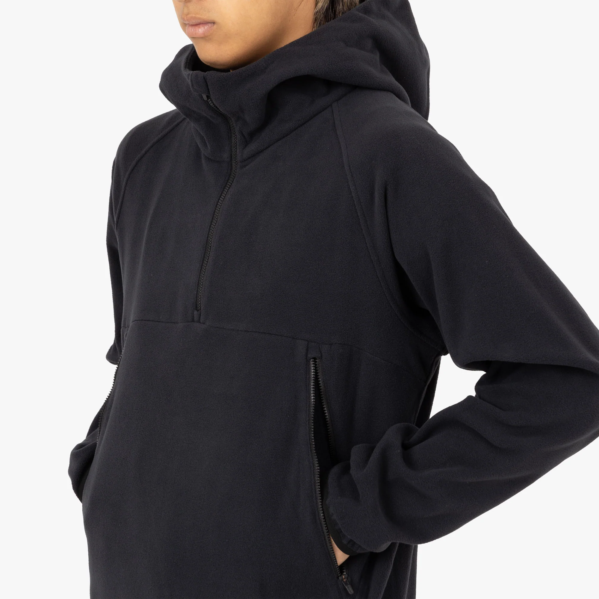 Snow Peak Micro Fleece Half Zip Hoodie / Black - Image 4