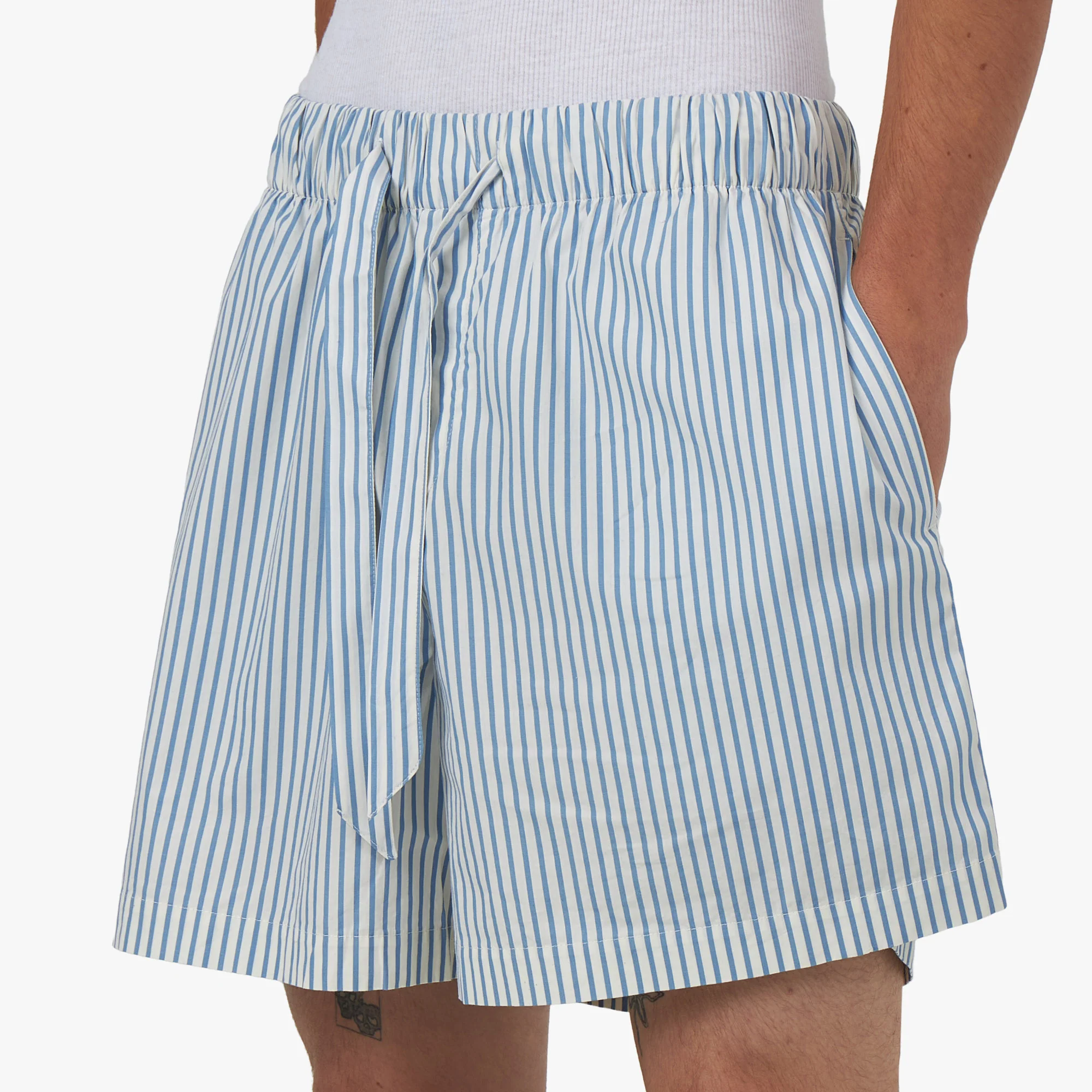 Tekla Poplin Shorts Placid / Blue Stripes - Image 4