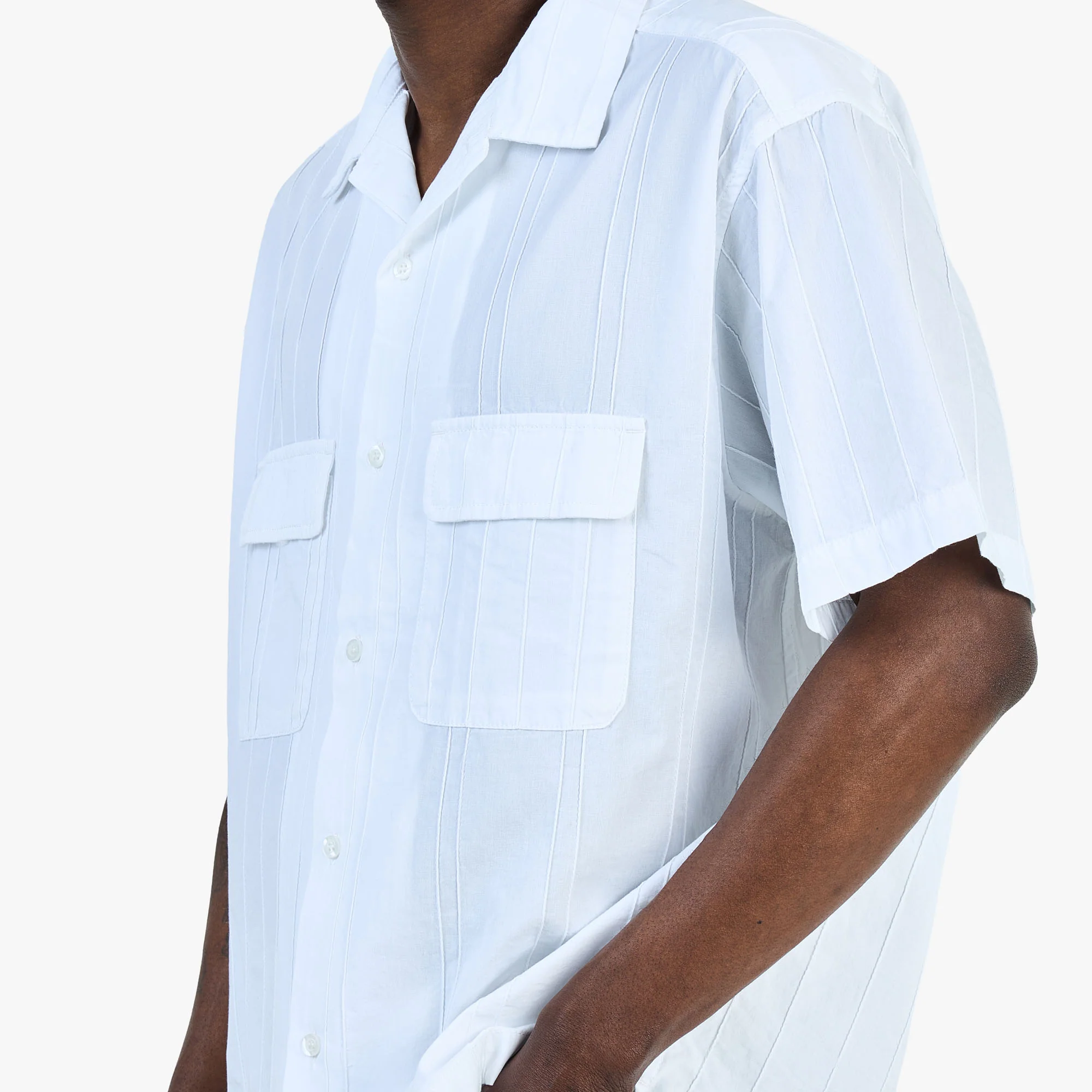 thisisneverthat Crazy Pleated Shortsleeve Shirt / White - Image 3