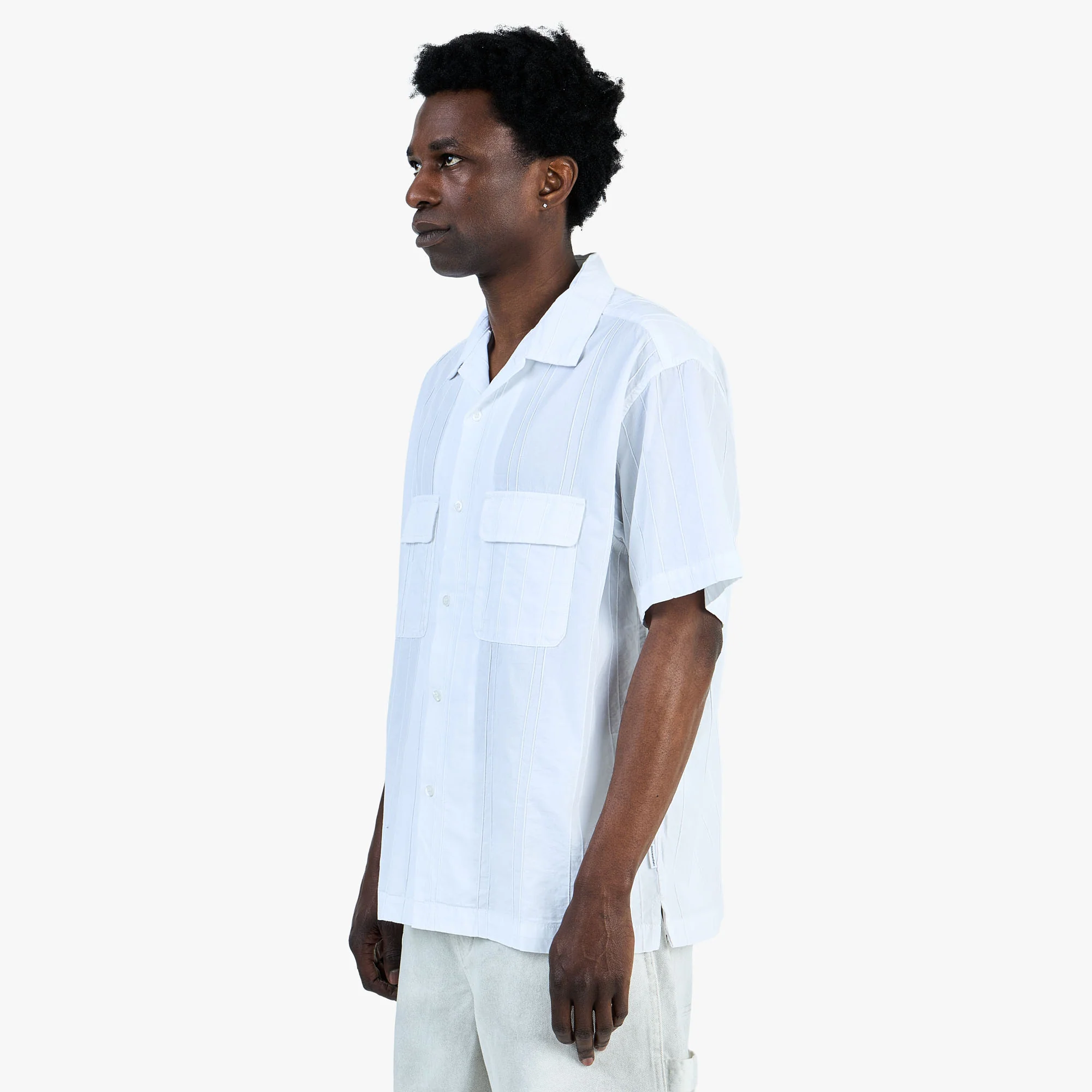 thisisneverthat Crazy Pleated Shortsleeve Shirt / White - Image 5