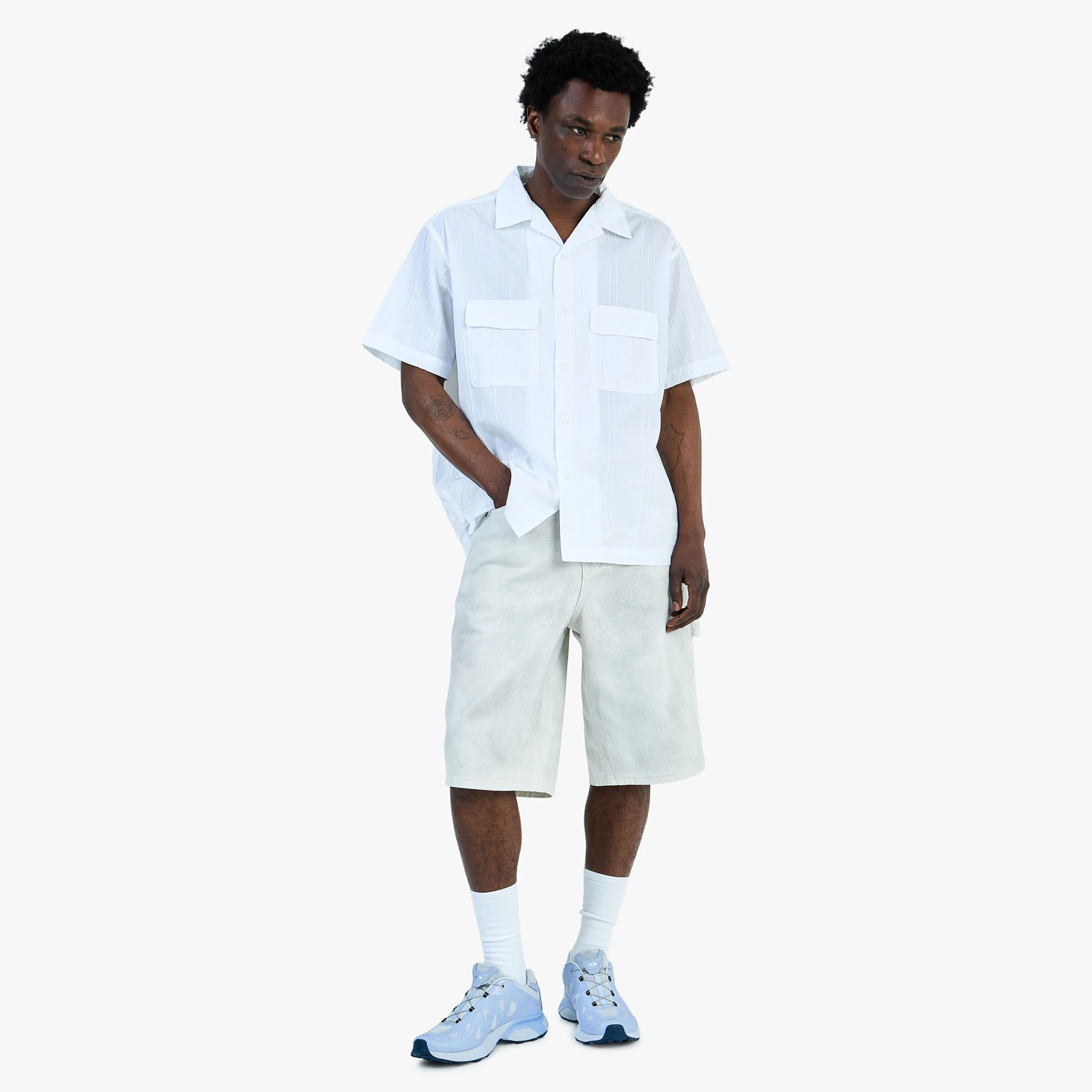 thisisneverthat Crazy Pleated Shortsleeve Shirt / White - Image 6