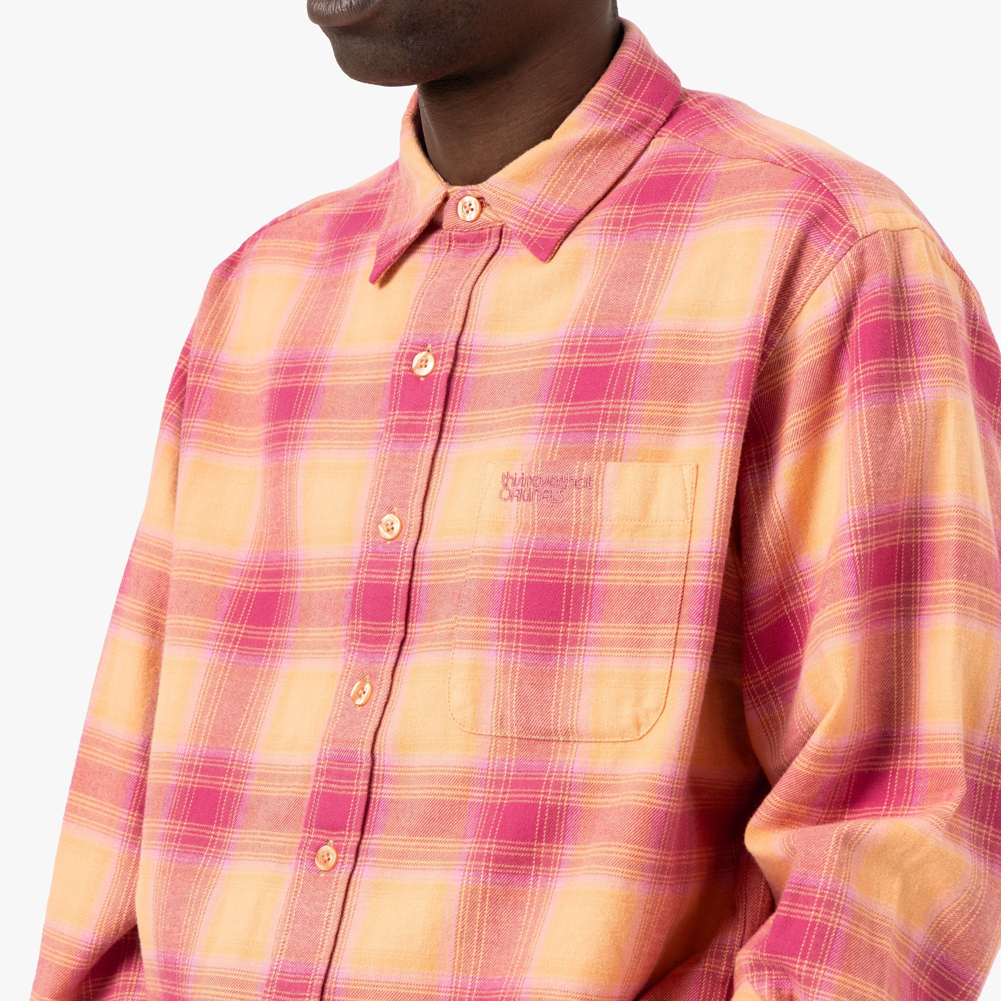thisisneverthat Shadow Plaid Flannel Shirt / Pink - Image 4