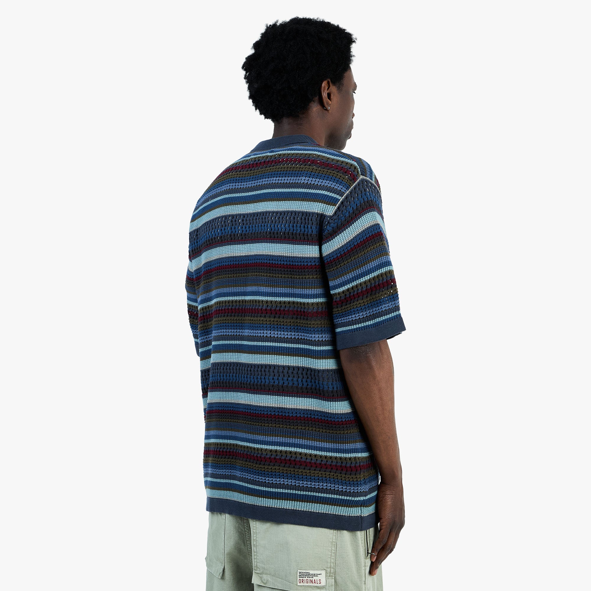 thisisneverthat Striped S/S Knit Polo / Dark Navy - Image 3