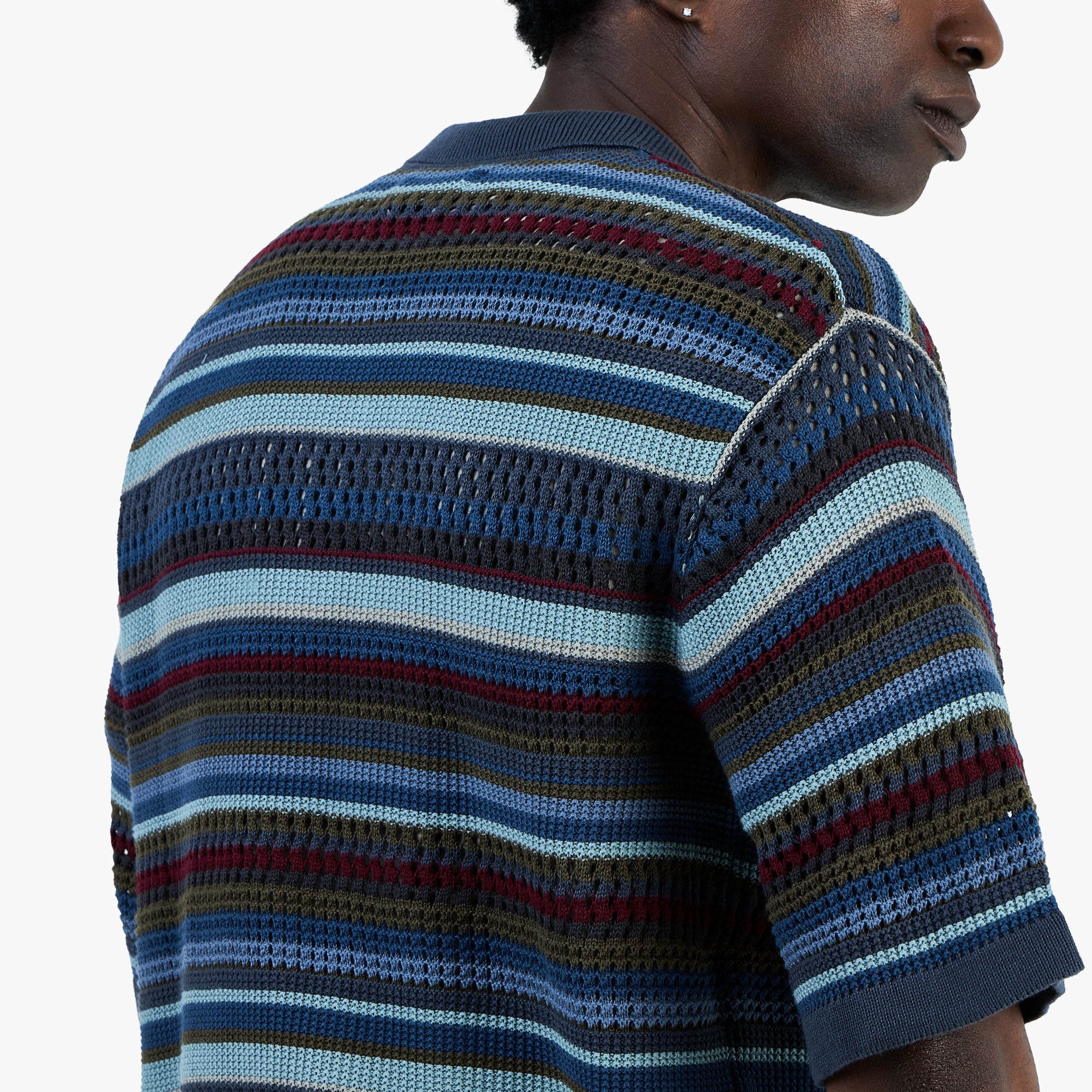 thisisneverthat Striped S/S Knit Polo / Dark Navy - Image 5
