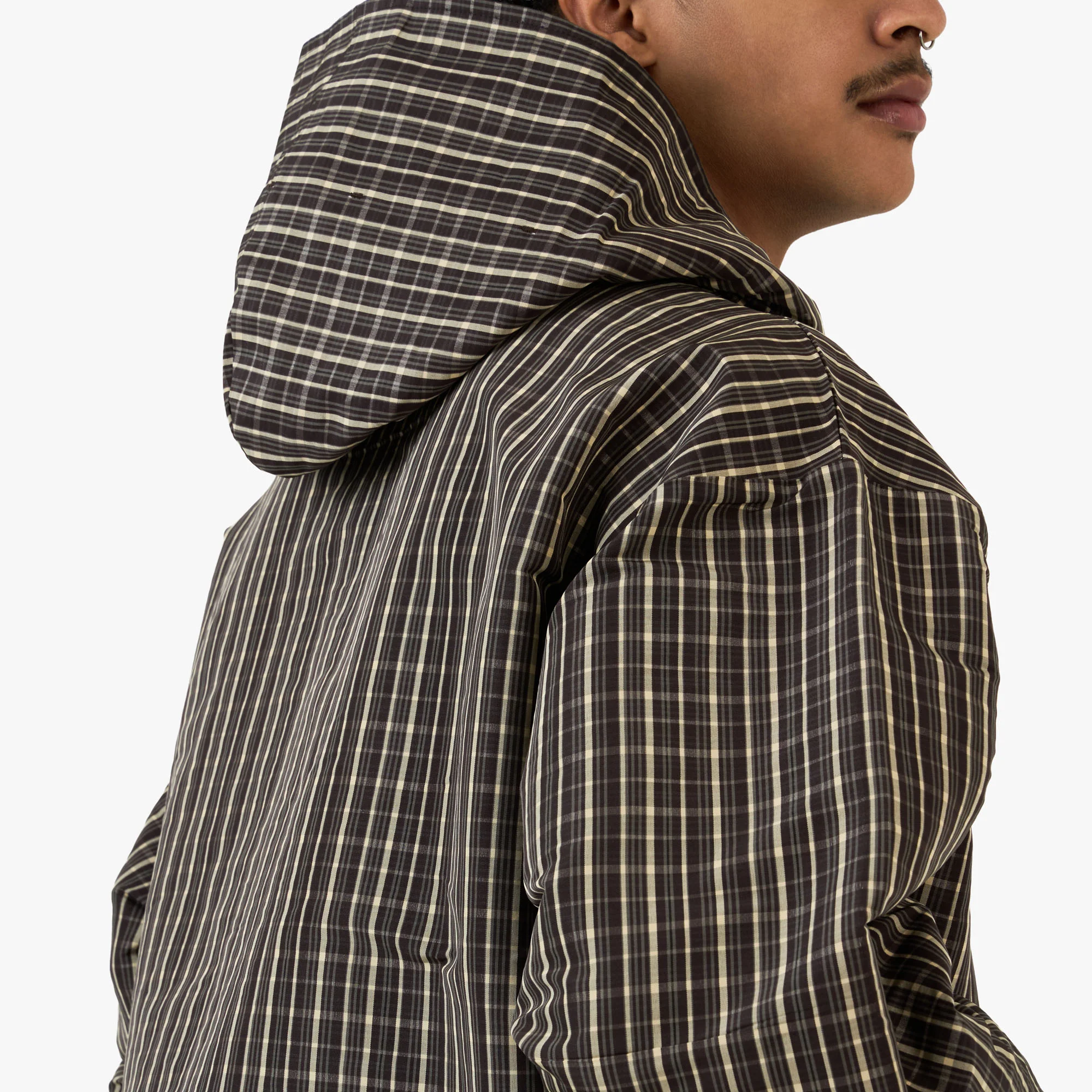 Umbro Checked Masked Anorak Beige / Dark Brown - Image 5