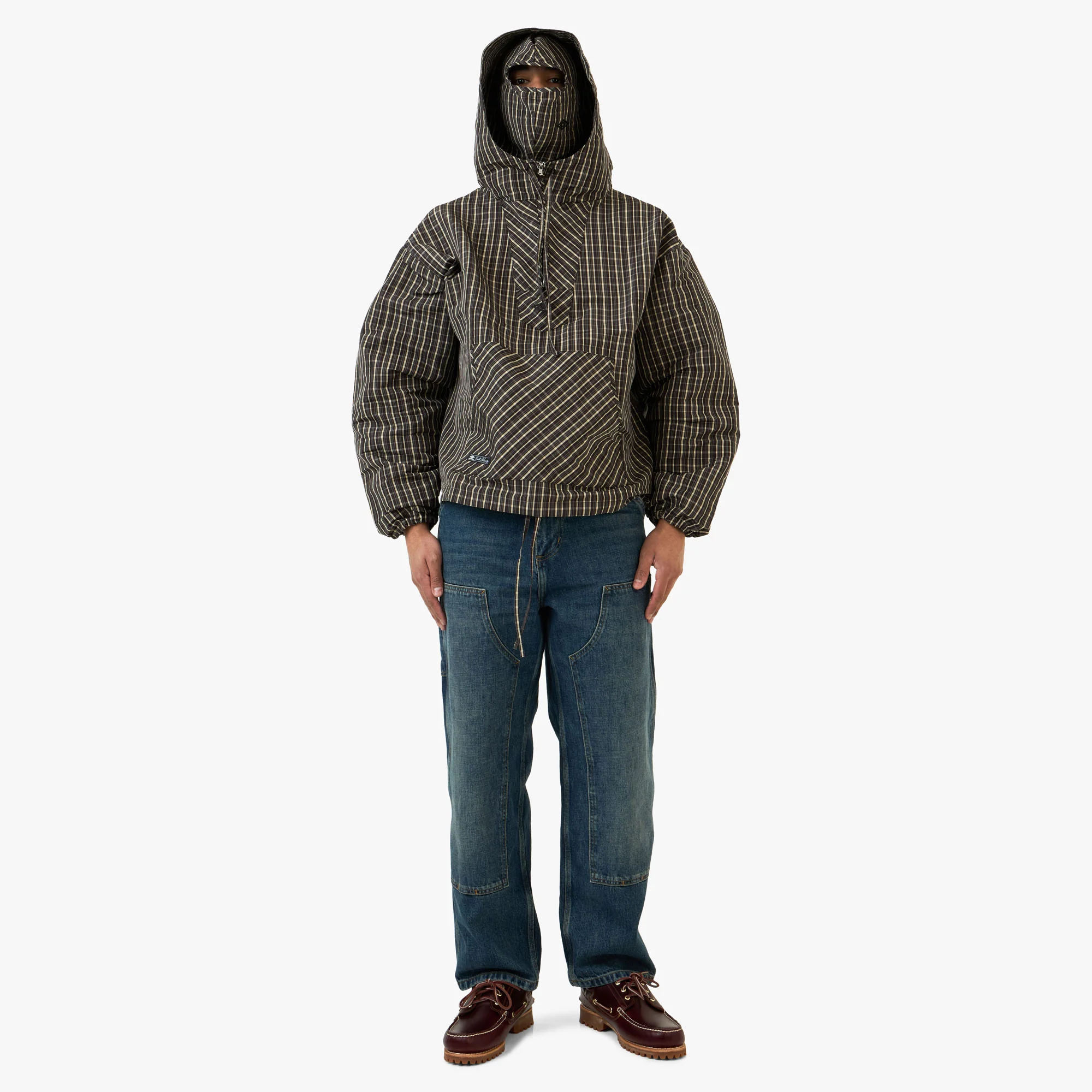 Umbro Checked Masked Anorak Beige / Dark Brown - Image 9